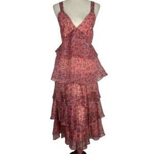 Anthropologie Lost Wander Dress Women XL Venus Rising Midi Floral Tiered Cottage